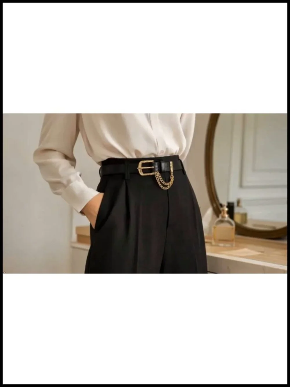 Faux Leather Adjustable Chain Waist Belt for Jeans, Skirts, Dresses
